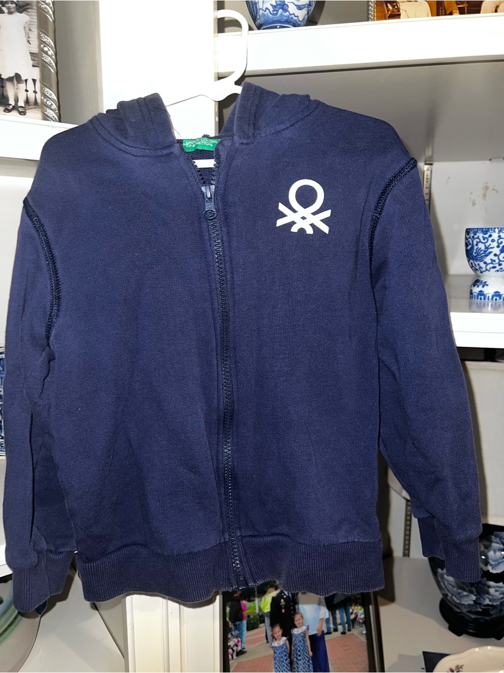 United Colors Of Benetton Navy Hoodie with Green Label